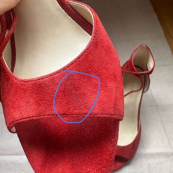 Nine West Red Lace-Up Suede Heels - Picture 12 of 13